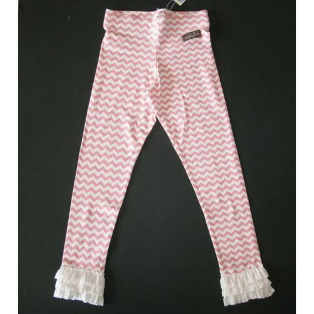 NEW Matilda Jane girls leggings 18 2 8 Tickle Me Pink Good Hart stripe chevron